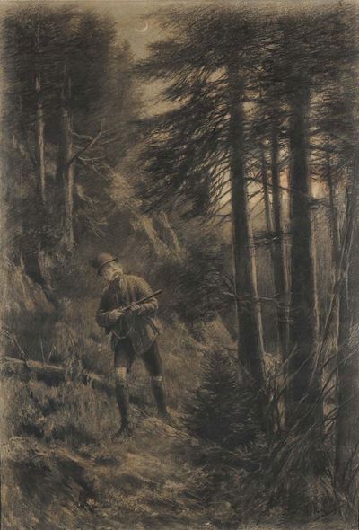 Franz Xavier Von Pausinger (1839-1915)ritratto di Francesco Giuseppe a Caccia