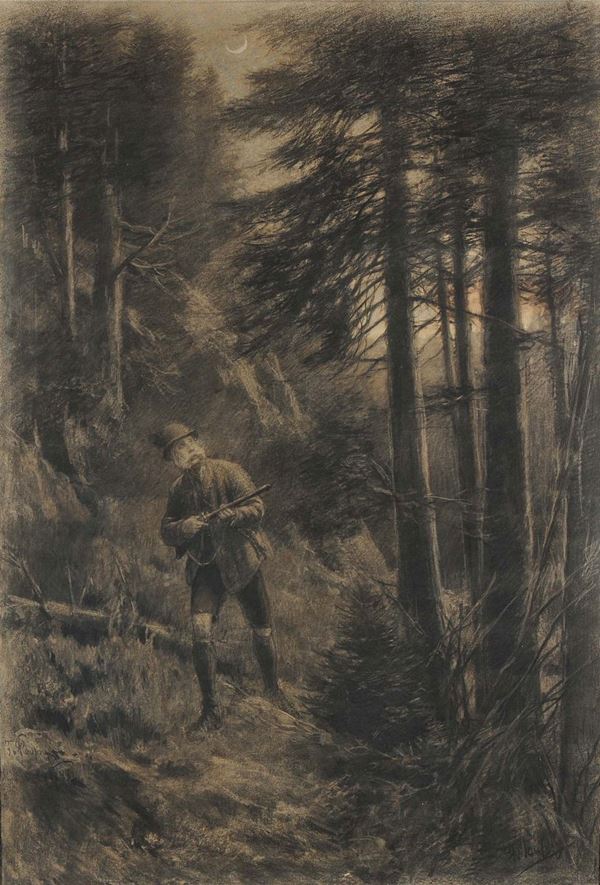 Franz Xavier Von Pausinger (1839-1915) Ritratto di Francesco Giuseppe a caccia