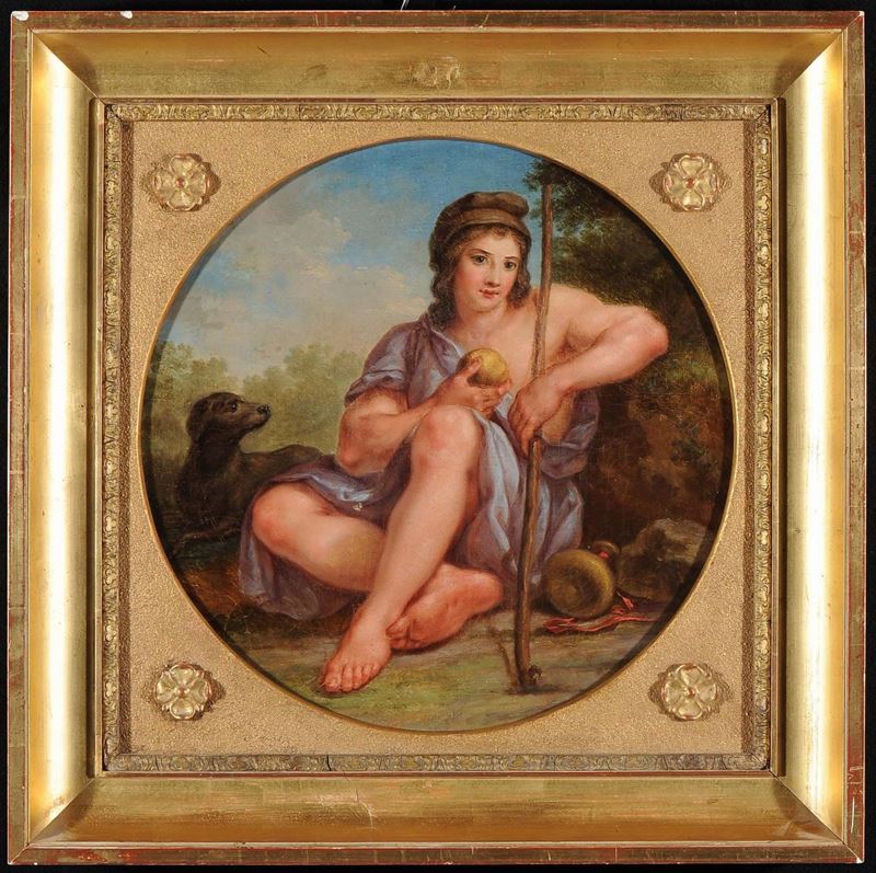 Scuola Francese dell'inizio del XIX secolo Giovane pastore  - Auction Antiques and Old Masters - Cambi Casa d'Aste