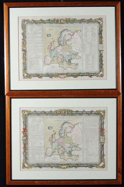 Coppia di Stampe con Cartine Geografiche