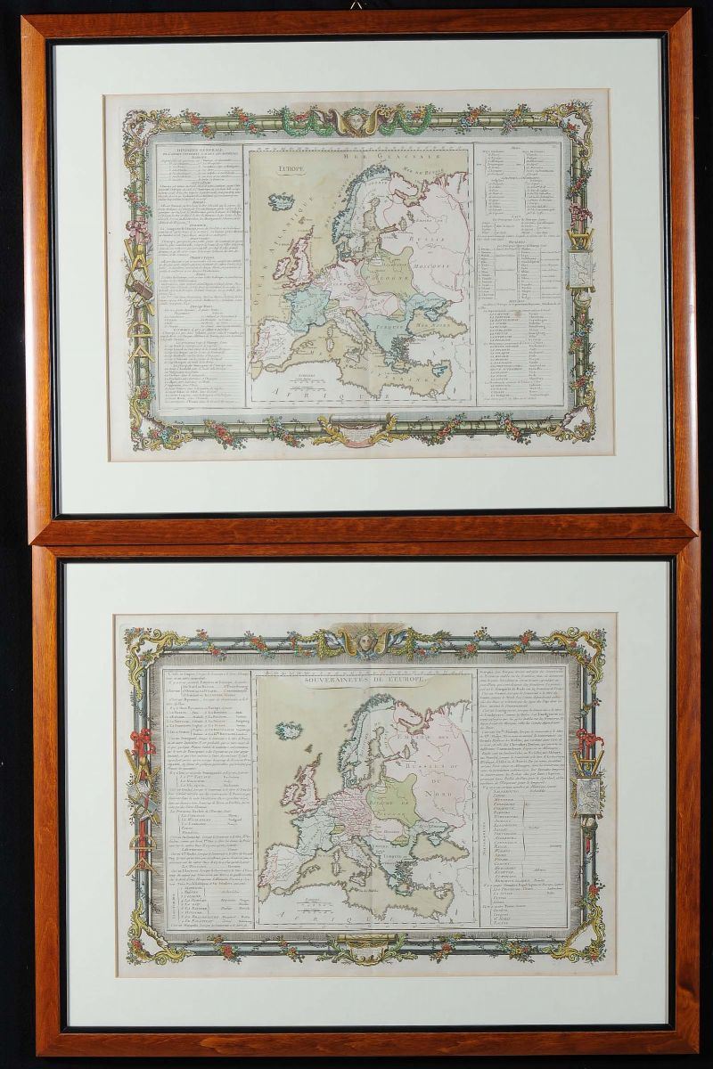 Coppia di stampe con cartine geografiche  - Asta Antiquariato - Cambi Casa d'Aste