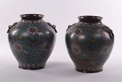 Coppia di Vasi Cloisonne