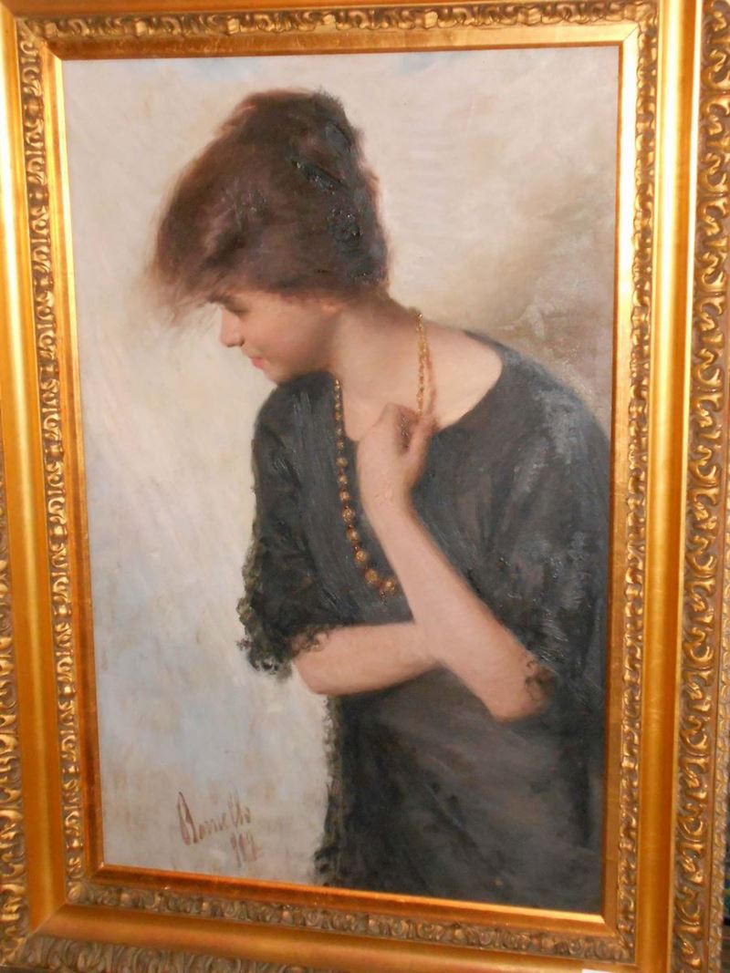 Vittorio Borriello (1896-?) Ritratto di ragazza  - Asta Dipinti del XIX e XX secolo - Cambi Casa d'Aste