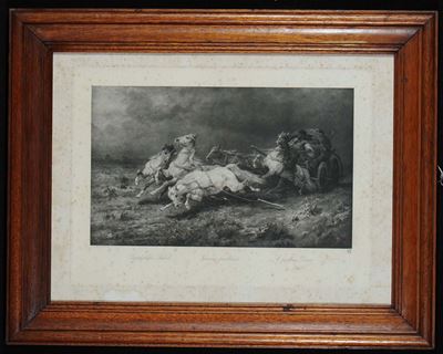 Incisione Raffigurante Corsa Pericolosa