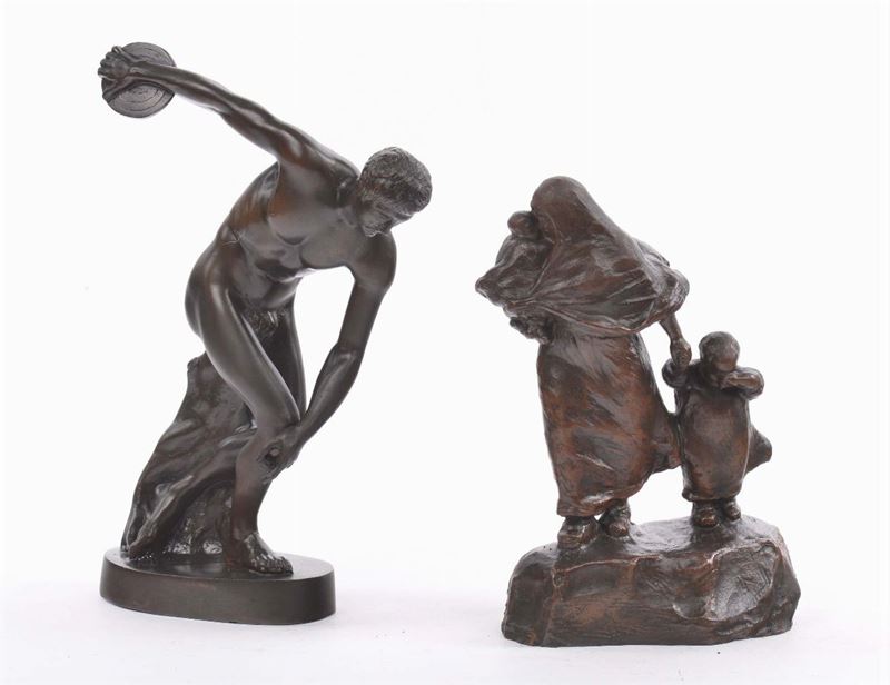Due statuette diverse in bronzo  - Asta Antiquariato e Dipinti Antichi - Cambi Casa d'Aste
