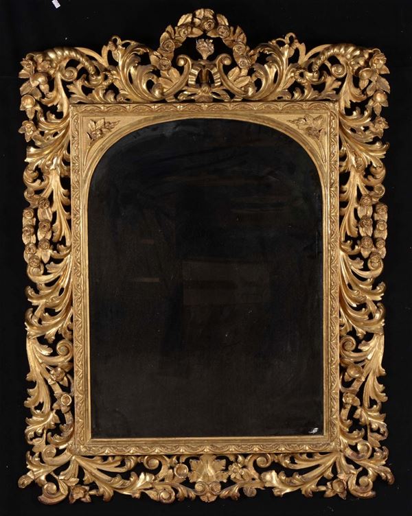 Specchiera in legno intagliato e dorato, Toscana XIX secolo