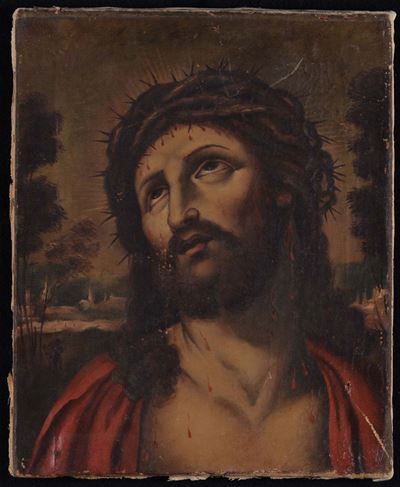 Piccolo Dipinto Raffigurante Volto di Cristo, XVII Secolo