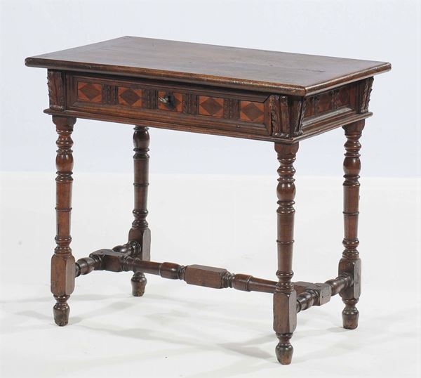 Tavolino tornito ad un cassetto, XVII-XVIII secolo