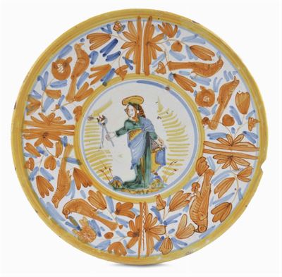 Piatto in Maiolica, Deruta XVII Secolo