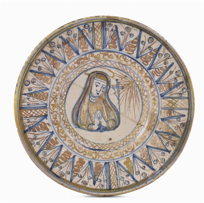 Piatto in maiolica a lustro, Deruta XVIII secolo  - Asta Antiquariato e Dipinti Antichi - Cambi Casa d'Aste