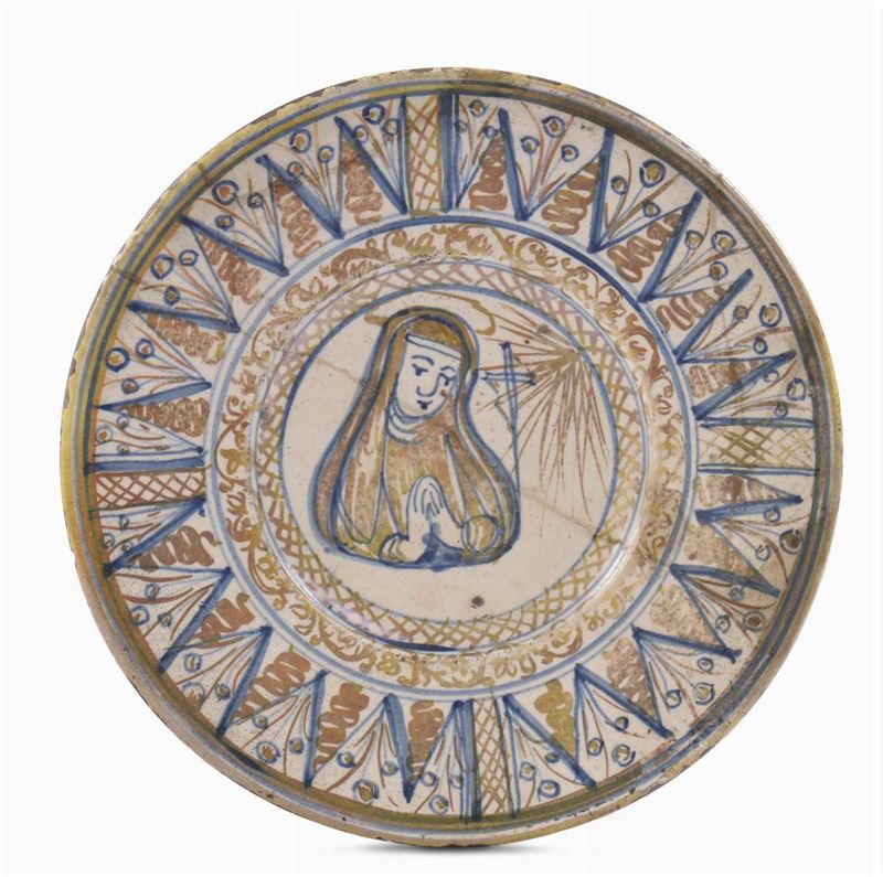 Piatto in maiolica a lustro, Deruta XVIII secolo  - Auction Antiques and Old Masters - Cambi Casa d'Aste