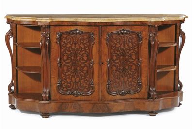 Credenza Luigi Filippo Sagomata con Piano in Marmo, XIX Secolo