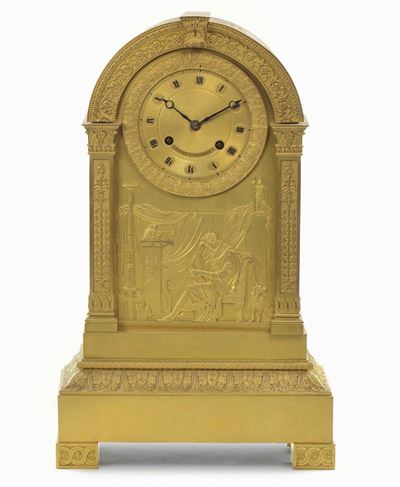 Pendola da Tavolo in Bronzo Dorato, XIX Secolo