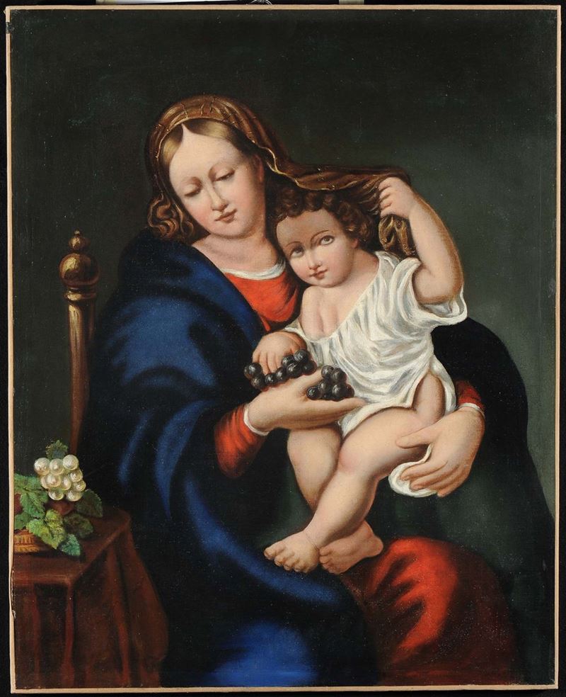 Anonimo del XIX secolo Madonna col Bambino  - Auction Furnishings and Works of Art from Important Private Collections - Cambi Casa d'Aste