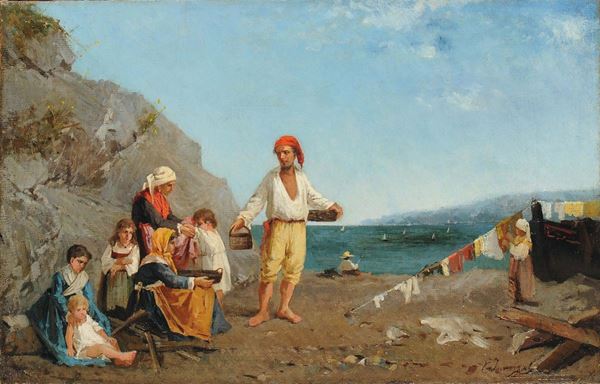 Anonimo del XIX secolo Pescatori sulla spiaggia