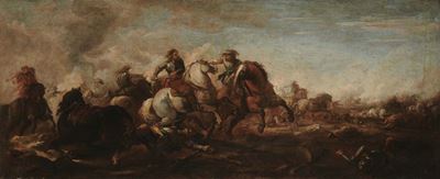 Francesco Monti Detto il Brescianino (1646-1712)battaglia di Cavalieri