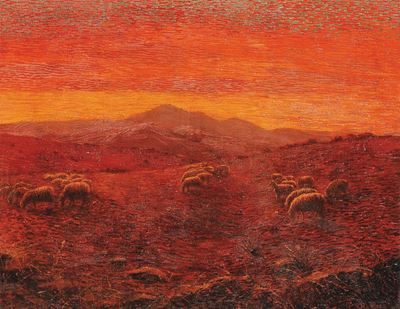 Antonio Ballero (1864-1932)paesaggio con Gregge