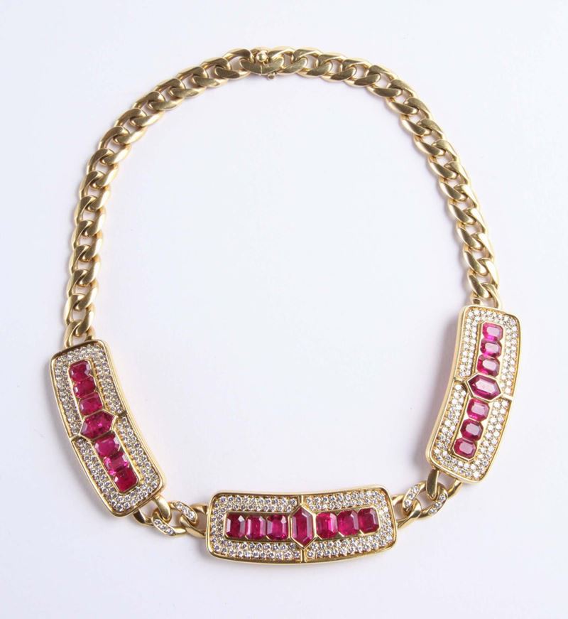 Bulgari, girocollo con rubini e diamanti. Anni '70-'80  - Auction Silvers, Ancient and Contemporary Jewels - Cambi Casa d'Aste