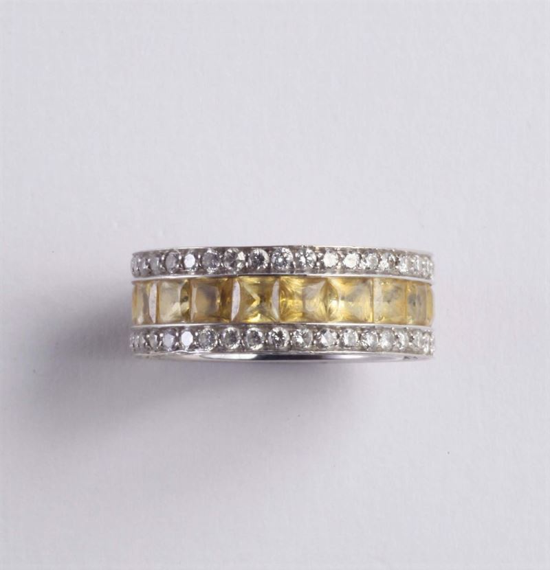 Rivière con zaffiri gialli e diamanti  - Auction Silvers, Ancient and Contemporary Jewels - Cambi Casa d'Aste