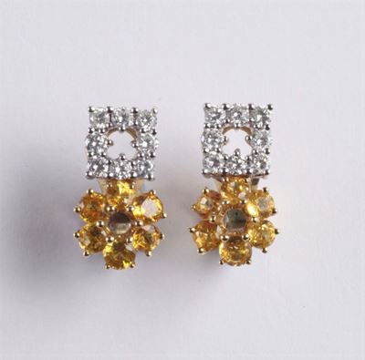 Orecchini con Diamanti e Zaffiri Gialli