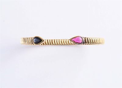 Bracciale Semirigido con Zaffiro e Rubino Taglio a Goccia