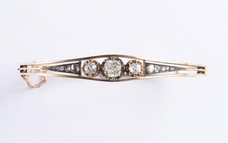 Bracciale rigido con diamanti di vecchio taglio  - Auction Silvers, Ancient and Contemporary Jewels - Cambi Casa d'Aste