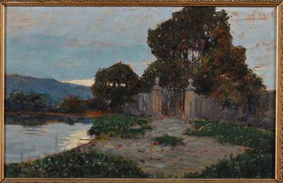 Giuseppe Sacheri ( 1863-1950)paesaggio Campestre