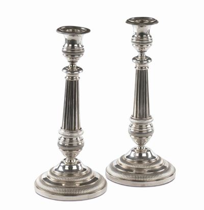 Coppia di Candelieri in Argento Carlo X