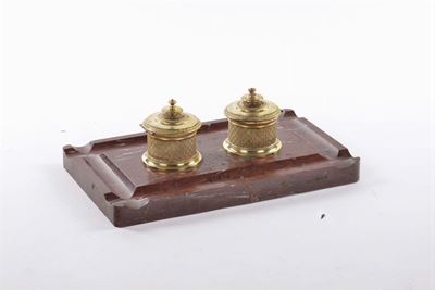 Calamaio in Marmo Rosso e Bronzo Dorato