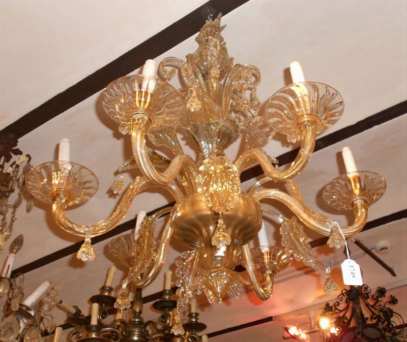 Lampadario in vetro incolore  - Auction Antiques and Old Masters - Cambi Casa d'Aste
