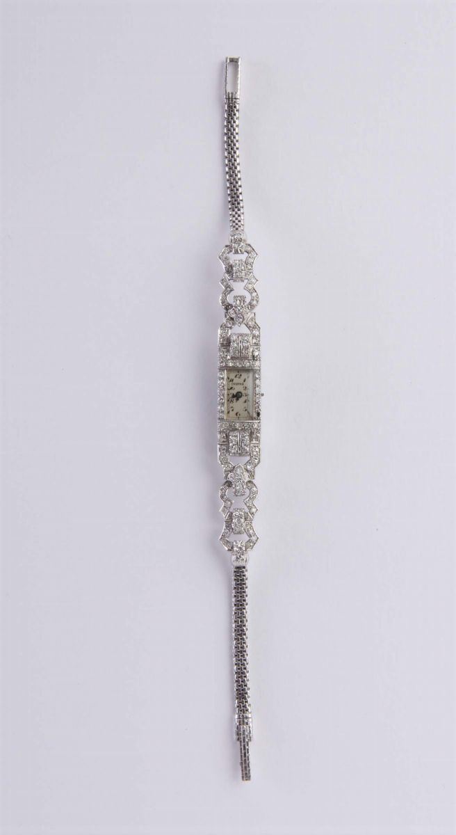 Orologio gioiello con rosette di diamanti  - Asta Argenti e Gioielli Antichi e Contemporanei - Cambi Casa d'Aste