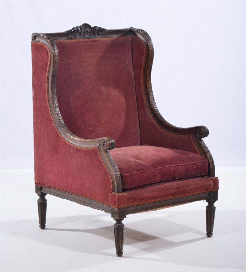 Bergere in legno intagliato, XIX secolo  - Auction Time Auction 1-2015 - Cambi Casa d'Aste