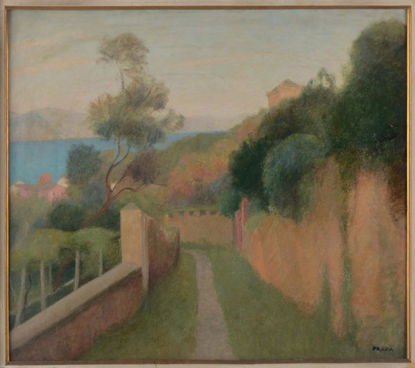 Carlo Prada (1884-1960) Strada di riviera