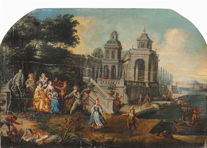 Scuola Piemontese del XVIII secolo Scena di festa  - Asta Antiquariato e Dipinti Antichi - Cambi Casa d'Aste
