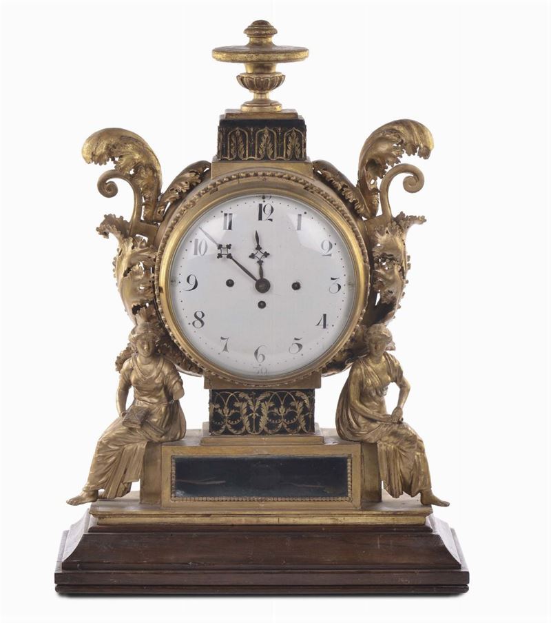 Orologio in legno intagliato e dorato, Austria XIX secolo  - Asta Antiquariato e Dipinti Antichi - Cambi Casa d'Aste