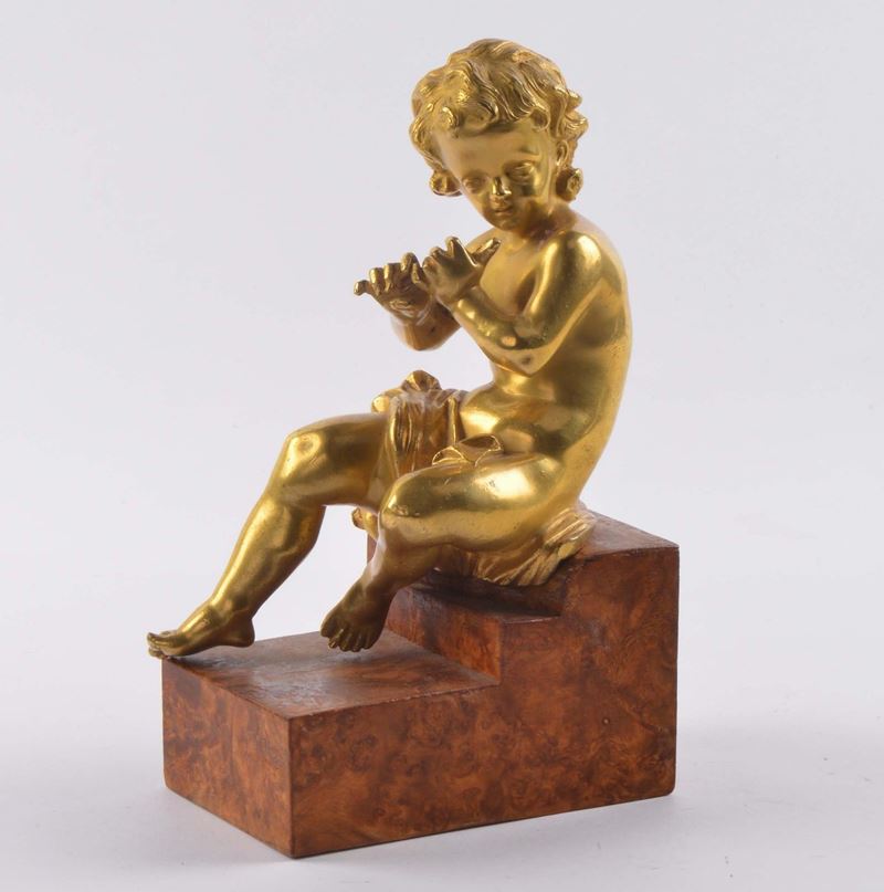 Scultura in bronzo dorato raffigurante pifferaio  - Asta Antiquariato e Dipinti Antichi - Cambi Casa d'Aste