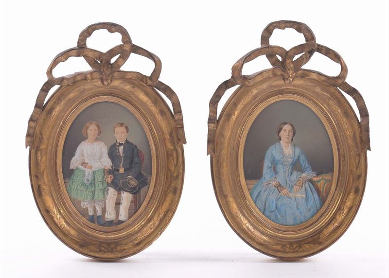 Coppia di cornici dorate con cimasa a fiocco  - Asta Antiquariato e Dipinti Antichi - Cambi Casa d'Aste