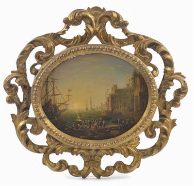 Scuola del XVIII Secolopaesaggi con Velieri