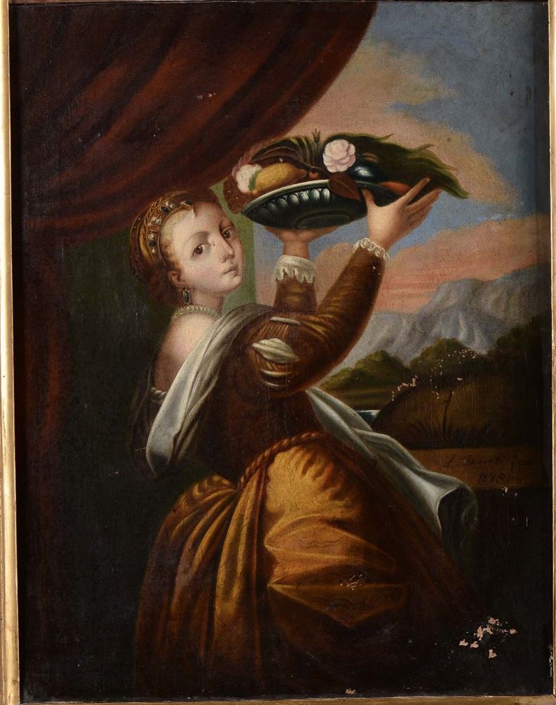 Scuola del XVIII secolo Fanciulla con cesto  - Auction Antiques and Old Masters - Cambi Casa d'Aste