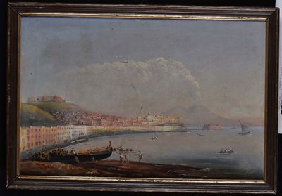 Anonimo del XIX Secoloveduta di Napoli Col Vesuvio