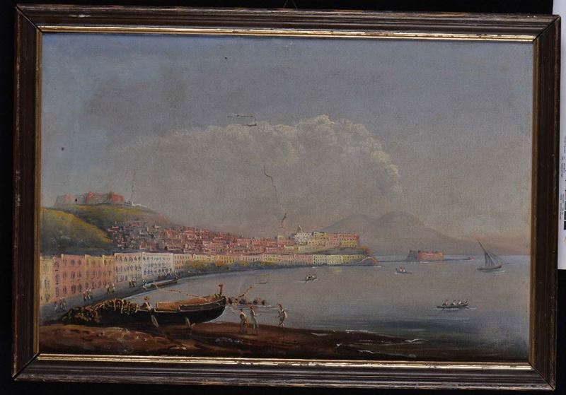 Anonimo del XIX secolo Veduta di Napoli col Vesuvio  - Auction Antiques and Old Masters - Cambi Casa d'Aste