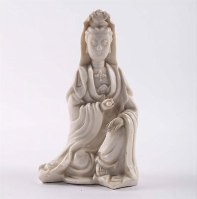 Blanc De Chine Raffigurante Guanjin, Cina XIX Secolo