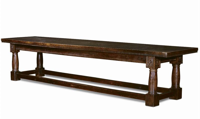 Grande tavolo in legno di noce, XVI secolo  - Auction Antiques and Old Masters - Cambi Casa d'Aste