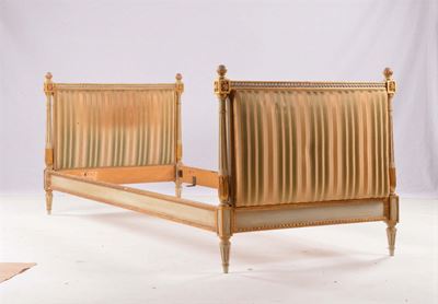 Letto in Stile Luigi XVI Laccato e Dorato, Inizio XX Secolo
