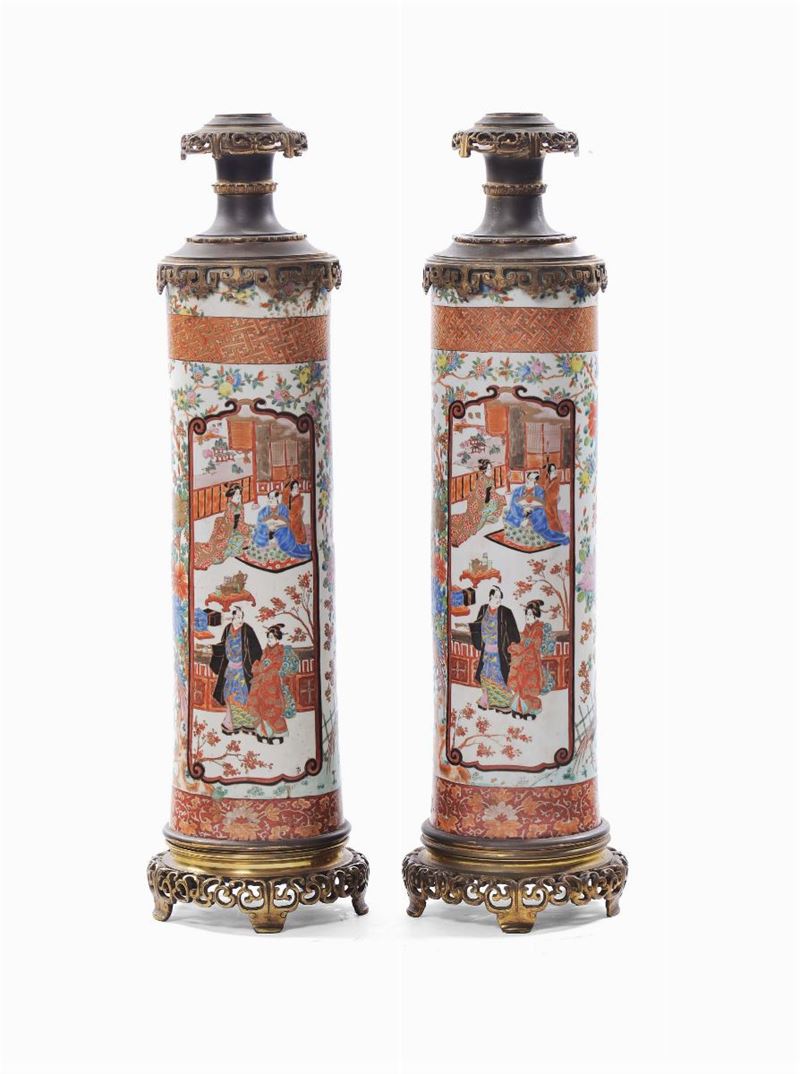 Coppia di vasi Canton con applicazioni in bronzo, XIX secolo  - Auction Antique and Old Masters - II - Cambi Casa d'Aste