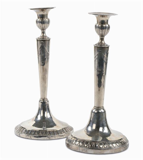 Due candelieri simili in argento, Roma - Angelo Giannotti 1824-1865
