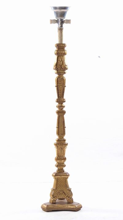 Piantana Luigi XIV in Legno Intagliato e Dorato