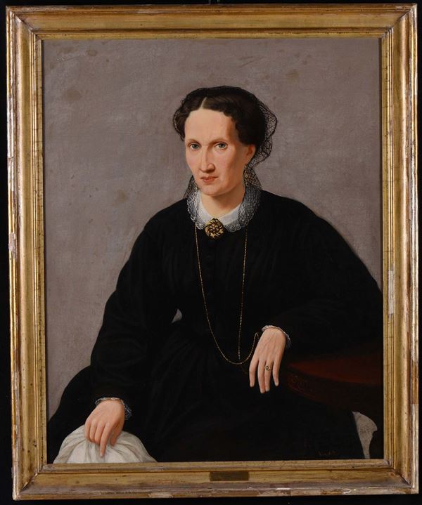 Anonimo del XIX secolo Ritratto femminile con vestito nero