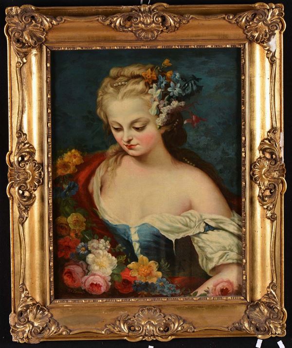 Anonimo del XIX secolo Figura femminile con fiori