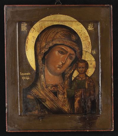 Icona Raffigurante Madre di Dio di Kazan, XVIII Secolo